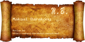 Maksai Barakony névjegykártya